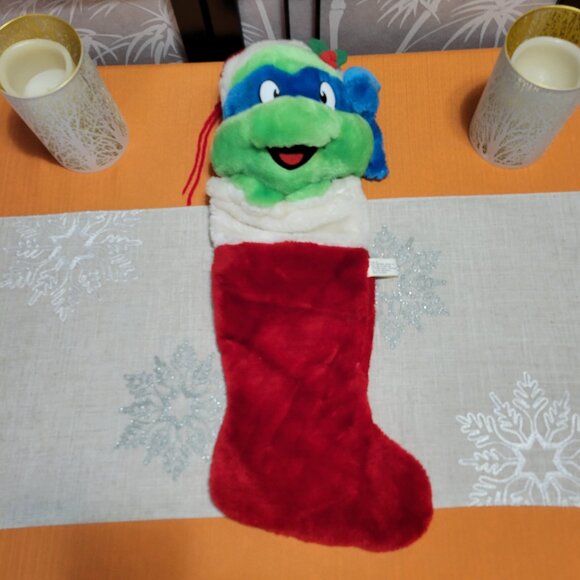 Vintage 1990 TMNT Teenage Mutant Ninja Turtles Leonardo 20” Christmas Stocking - Picture 1 of 3
